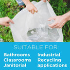 Clear Trash Bags,40-45 Gallon Trash Bags, 40" x 48", 250 Count, 16 Micron, High Density, Ideal for Janitors, Facility Managers, Industrial, Recycling