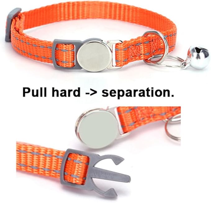 Teal Cat Collars with Bell, Reflective Soft Nylon Breakaway Kitten Collar with Bells, Break Away Puppy Collars for Xs Small Boy Male Dogs, Neck 7-11 Inch