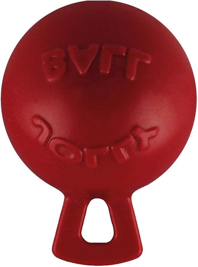 Jolly Pets Tug-n-Toss Heavy Duty Dog Toy Ball with Handle, 8 Inches/Large, Red (408 RD)