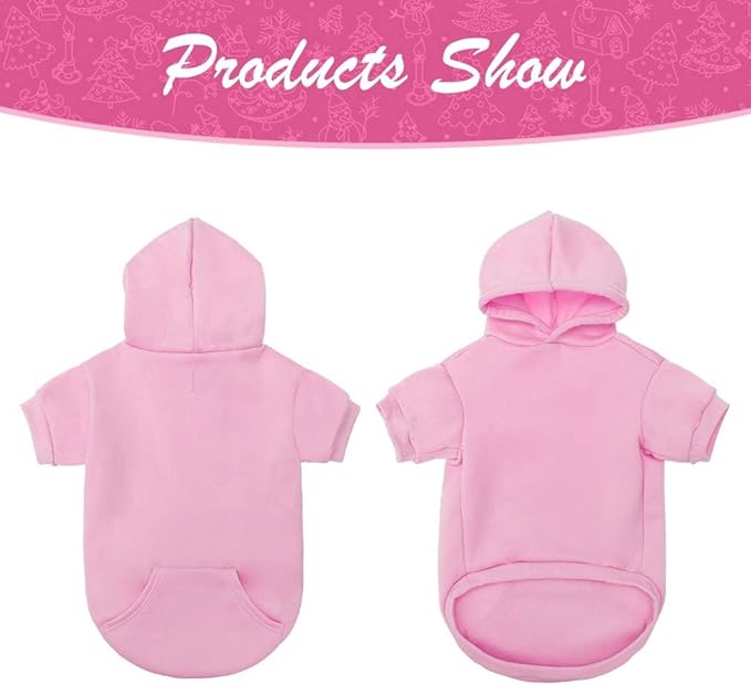 KOOLTAIL Basic Dog Hoodie - Soft and Warm Dog Hoodie Sweater with Leash Hole and Pocket, Dog Winter Coat, Cold Weather Clothes Sweatshirt for Small Medium Large Dogs Puppy Cat Boys Girls Pink XL/XXL