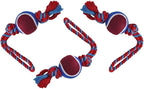 Dog Rope Toy with Tennis Ball, Nylon Rope with Balls, Fun Tug of War Toy for Dogs, Tough Dog Toy for Aggressive Chewers, Eskimo, Terrier, Beagle & More (3 Set Rope Dog Toy Red Ball)