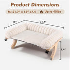 Cloud-Soft Cat Window Sill Perch with Zipper Designed Cushioned Bed, Supportive Cat Window Seat with Premium Solid Wood & Sturdy Metal Frame, Pet Hammock Bed for Large Cats (Medium, White)