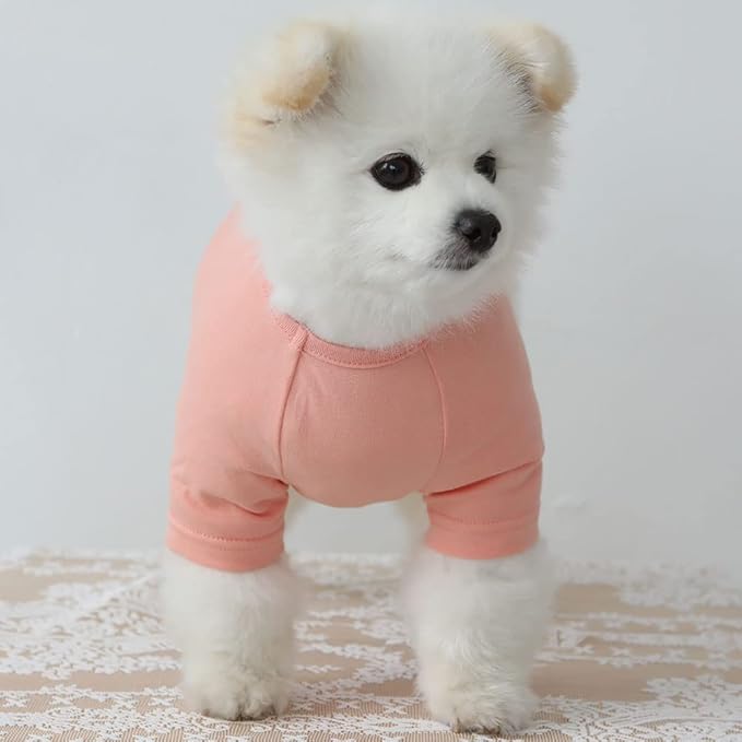 Dog Shirt for Small Dogs Plain T-Shirts Soft Breathable Dog Cotton Shirt pet Clothes (Small, Peach)