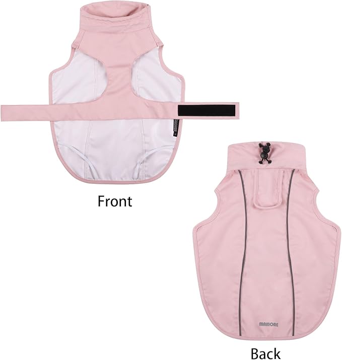 Waterproof Dog Raincoat, Adjustable Lightweight Dog Rain Jacket with Reflective Strip Leash Hole for Small Medium Large Dogs (Pink, XX-Large(55-77lb))