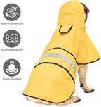 Hooded Dog Rain Coats - Reflective Adjustable Pet Rain Coat, Lightweight Dog Waterproof Raincoat Slicker Poncho with Leash Hole for Small, Medium, Large Dogs (Yellow, X-Large)