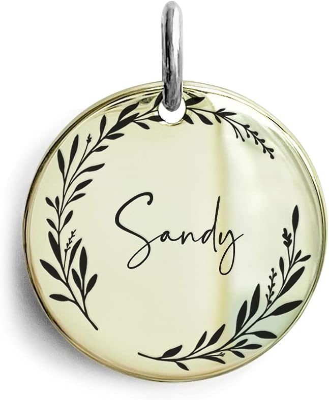 Cat Dog ID Tags Personalized 9 Corolla Styles Flower Wreath to Choose for Large Pets Collar Accessories Shiny Brass Copper Engraved Custom on Both Side