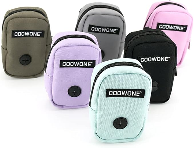COOWONE Dog Treat Pouch for Training, Portable Dog Walking Bag Built in Poop Dispenser, Pocket Sized Pet Pouches, Doggie Puppy Snack Rewards Bag,Treat Carrier Holder with Clip (Army Green)