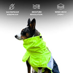 Spark Paws Dog Raincoat, Waterproof Windproof Rain Jacket, for Small Medium Large Extra Large Dogs, Reflective Breathable Full-Body Coverage Dry Suit - Neon White Navy Blue, 3XL