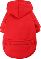 Jecikelon Pet Dog Cold Weather Coat with Pocket Winter Dog Hoodie Warm Puppy Clothes for Small Dogs Chihuahua Clothing (X-Small, Y02-Red)