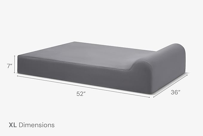 Barker Beds Orthopedic Dog Bed - 7" Pillow Top XL Size (52 x 36 x 11) - Luxury Washable Large Dog Bed with Headrest - Memory Foam Mattress for Big Dogs (Charcoal)