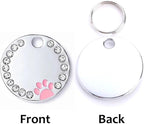 Personalized Dog/Cat Cute Paw Pet ID Tag with Unique Laser Engraving Name and Phone Number for Pet Collar or Key Chain (Pink)