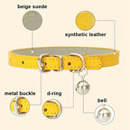 Brown Kitten Collar with Bell, Soft Pu Leather Small Dog Collars Adjustable Buckle for XXS XS Extra Small Medium Tiny Female Male Boys Girls Pets Puppy Cats Teacup Yorkie XX-Small