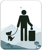 DISPENSE-ART™ collection "Mountain Landscape" - Custom UV printed design on rust-proof aluminum starter dog waste station/roll bag system - Includes 400 dog waste bags & 10x12 Sign