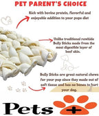 Pets Plus Premium Dog Treats – 3-Pack Braided Cheek Collagen Sticks for Dogs – Long-Lasting, Natural, High Protein Chew – Rawhide Alternative for Medium & Large Dogs