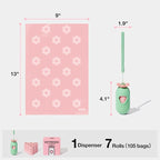 VETRESKA Dog Poop Bags with Dispenser, Lavender Scented, Guaranteed Leak Proof and Extra Thick Pet Waste Bags for Walking Dog and Cats Litter, 1 Bag Holder and 105 Bags (7 Refill Rolls)