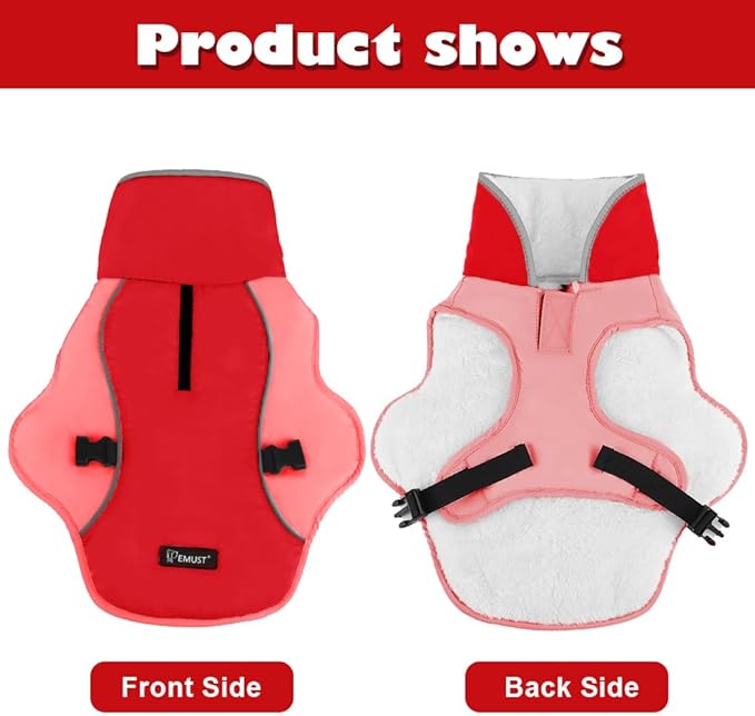 EMUST Dog Winter Coat, Thick Windproof Dog Jacket Winter, Pet Dogs Winter Vest for Small/Medium/Large Dog, New Orange, XXL