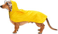 Pet Raincoat Packable Hooded Dog Rain Jacket Reflective Strips Lightweight Adjustable Poncho for Small Medium Large Dogs Yellow XS