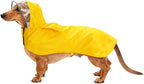 Pet Raincoat Packable Hooded Dog Rain Jacket Reflective Strips Lightweight Adjustable Poncho for Small Medium Large Dogs Yellow XS