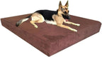 Dogbed4less Orthopedic Memory Foam Pet Bed for Large Dogs with Durable Black Canvas Cover, Waterproof Liner and Extra Brown Microsuede Antislip Duvet, Gel Cooling XXL 55X37X4 Pad
