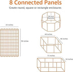 Amazon Basics Foldable Octagonal Metal Exercise Dog Playpen - Indoor/Outdoor, Single Door, Extra Large (8 Panels, 24 x 48), Easy to assemble and store customize, 48" - X-Large, Black