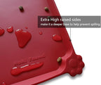Hoki Found X-Large Silicone Non Slip Pet Feeding Mats - Waterproof Dog Cat Food Mats for Carpet - Classic Red