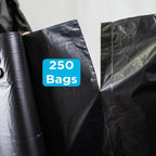 250 Count, 40-45 Gallon Trash Bags, Heavy Duty Black Bags, Ideal for 39, 40, 42, 45 Gallon
