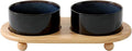 Ceramic Elevated Dog Bowls, Food and Water Bowls for Dogs, Puppy, Raised Dog Dish, Pet Feeder(6inch, 2 x Starry Sky + Stand)
