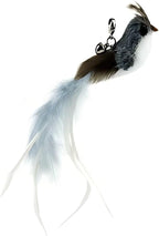 Deluxe Bird Replacement Heads for Cat Toys - Set of 5 - Realistic Feather Designs Including Blue Floral, Two-Tone, Traditional, Black & White, Green Hummingbird - Easy Clip-On