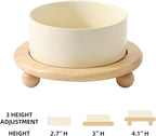 Ceramic Elevated Dog Food and Water Bowl, Kitty Bowl, Raised Dog Dish, Pet Feeder (6inch, 1 x Beige + Stand)