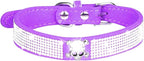 Serijoars Small Dog Collar with Rhinestone Crystal Diamond Colorful Bling Girl Puppy Cat Collars (M, Purple5)