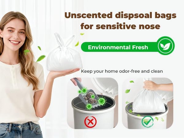 Odor-Sealing Dog Poop Bags with Handles, 200-Count Large Capacity (3L) Pet Waste Bag, Unscented Poop Bags for Dogs or Cat Litter, Conceals Smell & Mess(White)