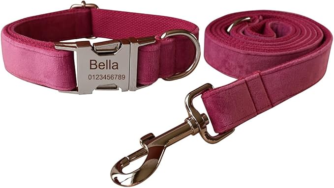 Dog Collar Custom Personalized Engraved Name and Phone Number for Puppy Small Medium Large Pets (XL, Rose)