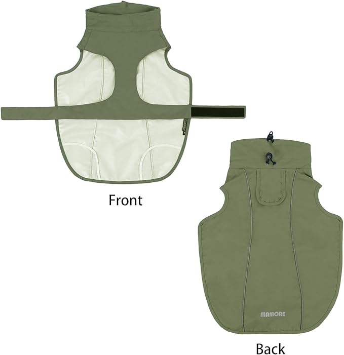 Waterproof Dog Raincoat, Adjustable Lightweight Dog Rain Jacket with Reflective Strip Leash Hole for Small Medium Large Dogs (Green, Large(22-37lb))