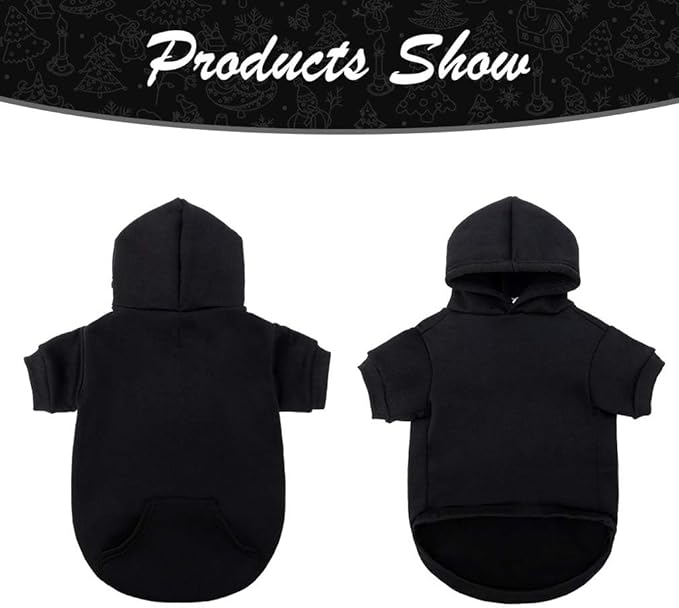 KOOLTAIL Basic Dog Hoodie - Soft and Warm Dog Hoodie Sweater with Leash Hole and Pocket, Dog Winter Coat, Cold Weather Clothes Sweatshirt for Small Medium Large Dogs Puppy Cat Boys Girls Black XS