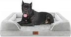 Comfort Expression Orthopedic Dog Bed for Extra Large Dogs 53x42 Inch, Waterproof Egg Crate Foam XXL Pet Bed with Removable Bolsters, Dog Couch with Washable Cover & Non-Slip Bottom, Grey White