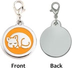 Personalized Pet ID Tags with Lobster Claw Clasp for Kittens and Cats - Small pet Tags for Cats, cat Name Tags for Collar, Custom cat id tag (Sleeping-Round-Small: Orange)