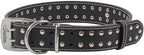 Studded Leather Dog Collar – Durable Adjustable Collar, Black Large