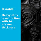 250 Count, 40-45 Gallon Trash Bags, Heavy Duty Black Bags, Ideal for 39, 40, 42, 45 Gallon