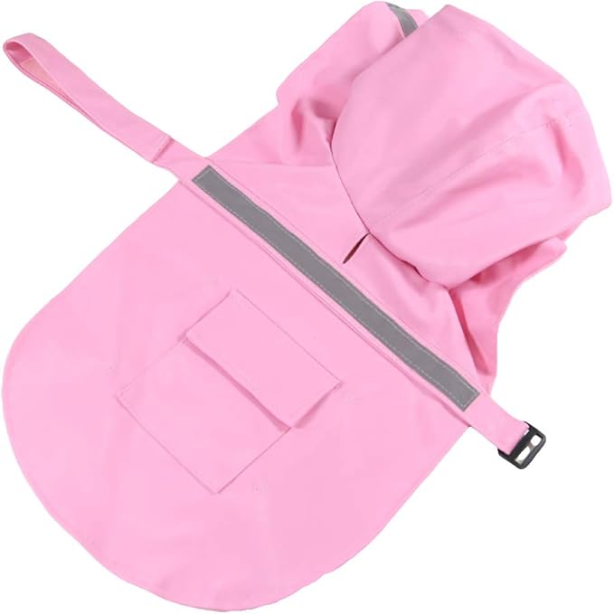 NACOCO Large Dog Raincoat Adjustable Pet Water Proof Clothes Lightweight Rain Jacket Poncho Hoodies with Strip Reflective (XXL, Pink)