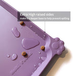 Hoki Found Large High-Sided Silicone Pet Food Tray - Non-Slip Bowls Placemat - Dog and Cat Feeding Mat - Waterproof - Amethyst