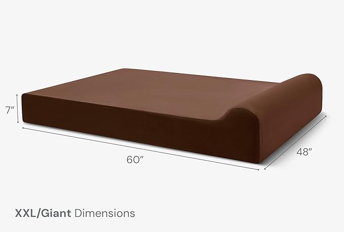 Barker Beds Giant Orthopedic Dog Bed for Large Dogs - 7" Thick Washable Big Dog Bed with Headrest - XL Water-Resistant Mattress - Durable Microsuede Cover - Comfy Pet Bed (Chocolate)