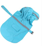 NACOCO Large Dog Raincoat Adjustable Pet Water Proof Clothes Lightweight Rain Jacket Poncho Hoodies with Strip Reflective (XL, Lake Blue)