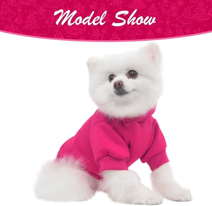 KOOLTAIL Basic Dog Hoodie - Soft & Warm Dog Hoodie Sweater with Leash Hole and Pocket, Dog Winter Coat, Cold Weather Clothes Sweatshirt for Small Medium Large Dogs Puppy Cat Boys Girls Deep Pink SM
