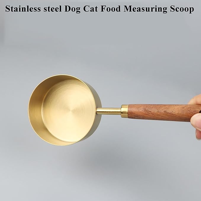 1 Cup Stainless Steel Dog Cat Food Measuring Scoop for Dry and Wet Food, Accurate Measurement for Rice, Flour, Grain (Copper)