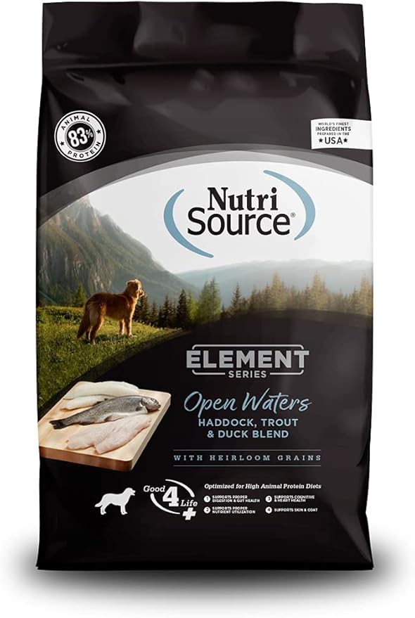 NutriSource Element Series Open Waters Dry Dog Food, Haddock, Trout and Duck, 4LB