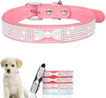 Serijoars Small Dog Collar with Rhinestone Crystal Diamond Colorful Bling Girl Puppy Cat Collars (L, Pink3)