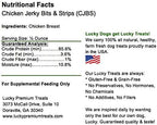 Lucky Premium Treats Chicken Jerky Bits and Strips All Natural, Dehydrated Chicken Breast (7 oz)