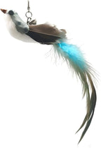 Deluxe Bird Replacement Heads for Cat Toys - Set of 5 - Realistic Feather Designs Including Blue Floral, Two-Tone, Traditional, Black & White, Green Hummingbird - Easy Clip-On