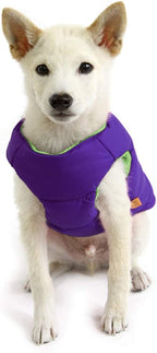 Gooby Padded Vest Dog Jacket - Solid Purple, X-Small - Warm Zip Up Vest Fleece Jacket with Dual D Ring Leash - Water Resistant Sweater - Clothes for Small and Medium Dogs