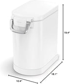 simplehuman 25 Liter, 27 lb / 12.2 kg Medium Pet Food Storage Container for Dog Food, Cat Food, and Bird Feed, White